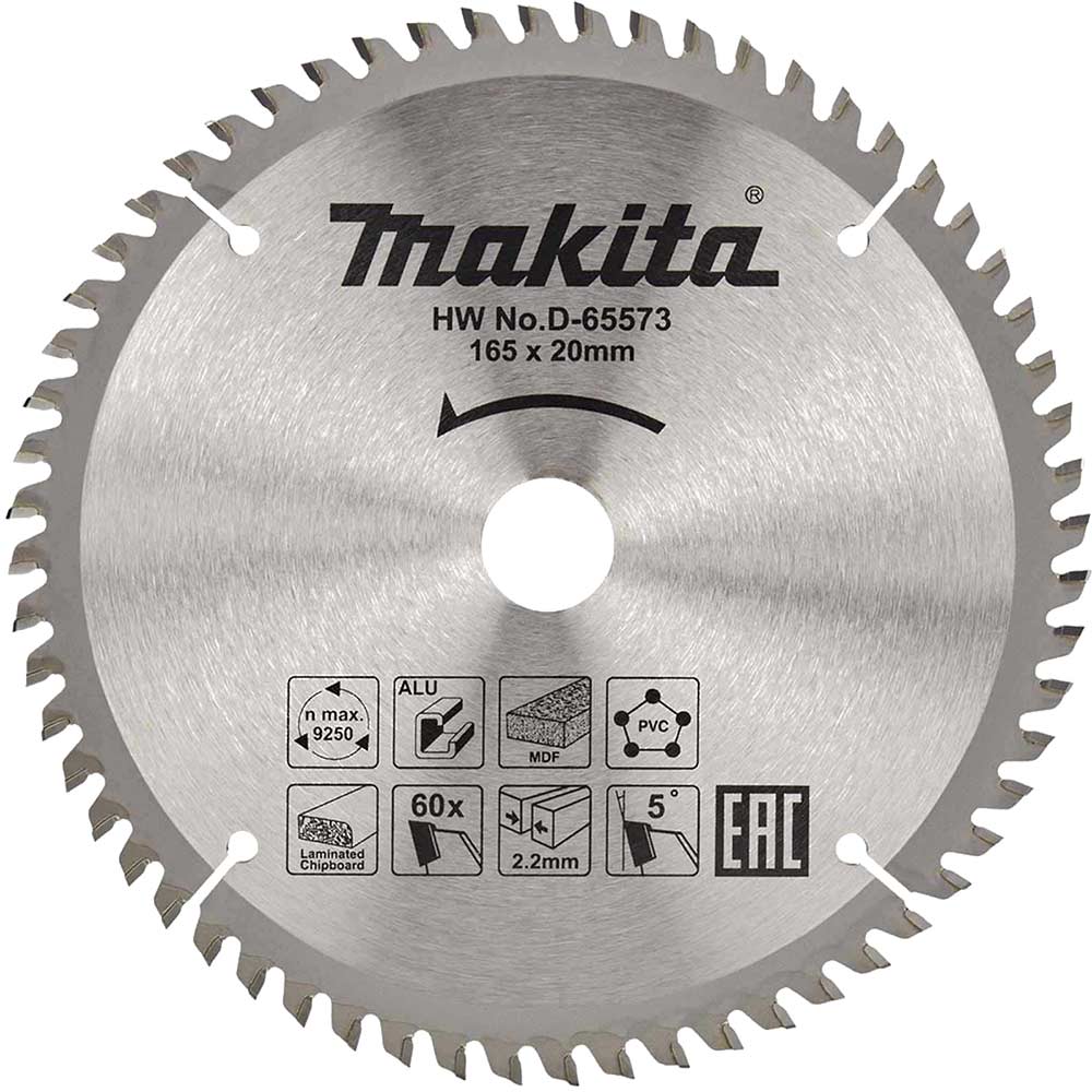 Image of Makita Multi Purpose Circular Saw Blade 165mm 60T 20mm