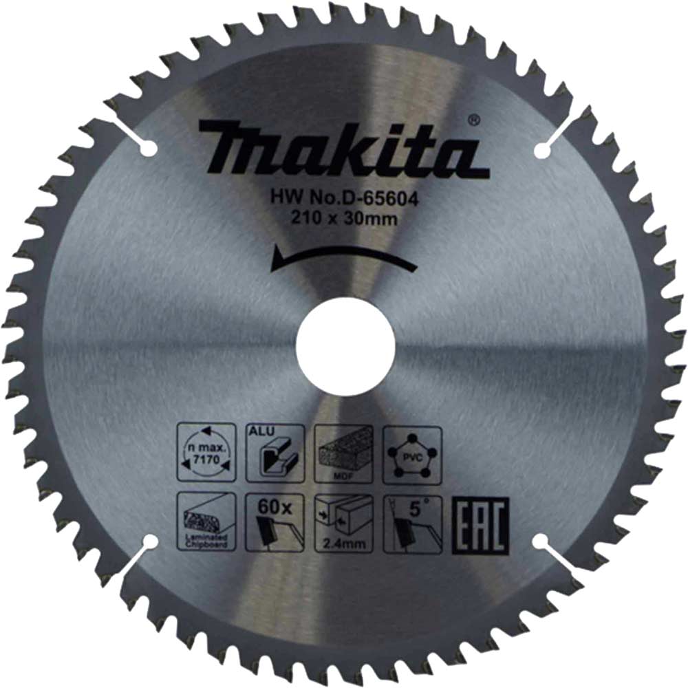 Image of Makita Multi Purpose Circular Saw Blade 210mm 60T 30mm