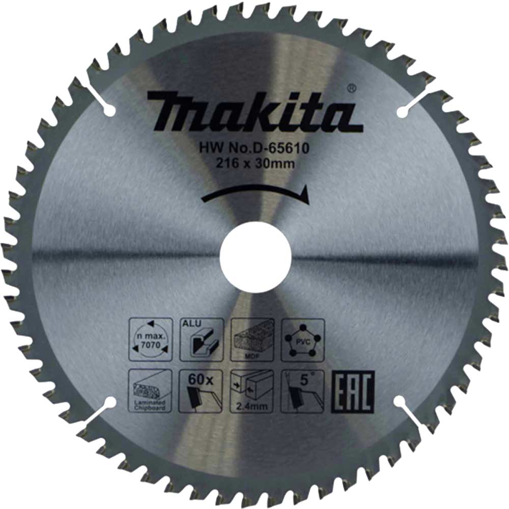 Image of Makita Multi Purpose Circular Saw Blade 216mm 60T 30mm