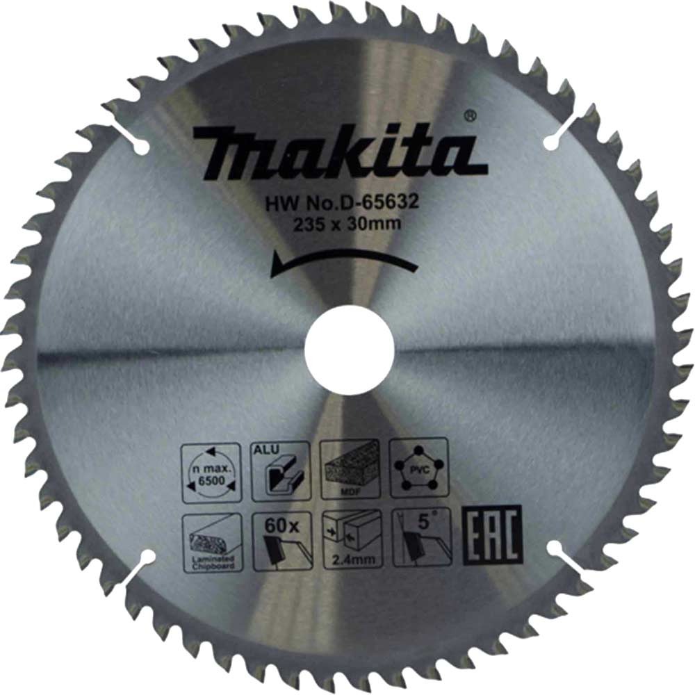 Image of Makita Multi Purpose Circular Saw Blade 235mm 60T 30mm