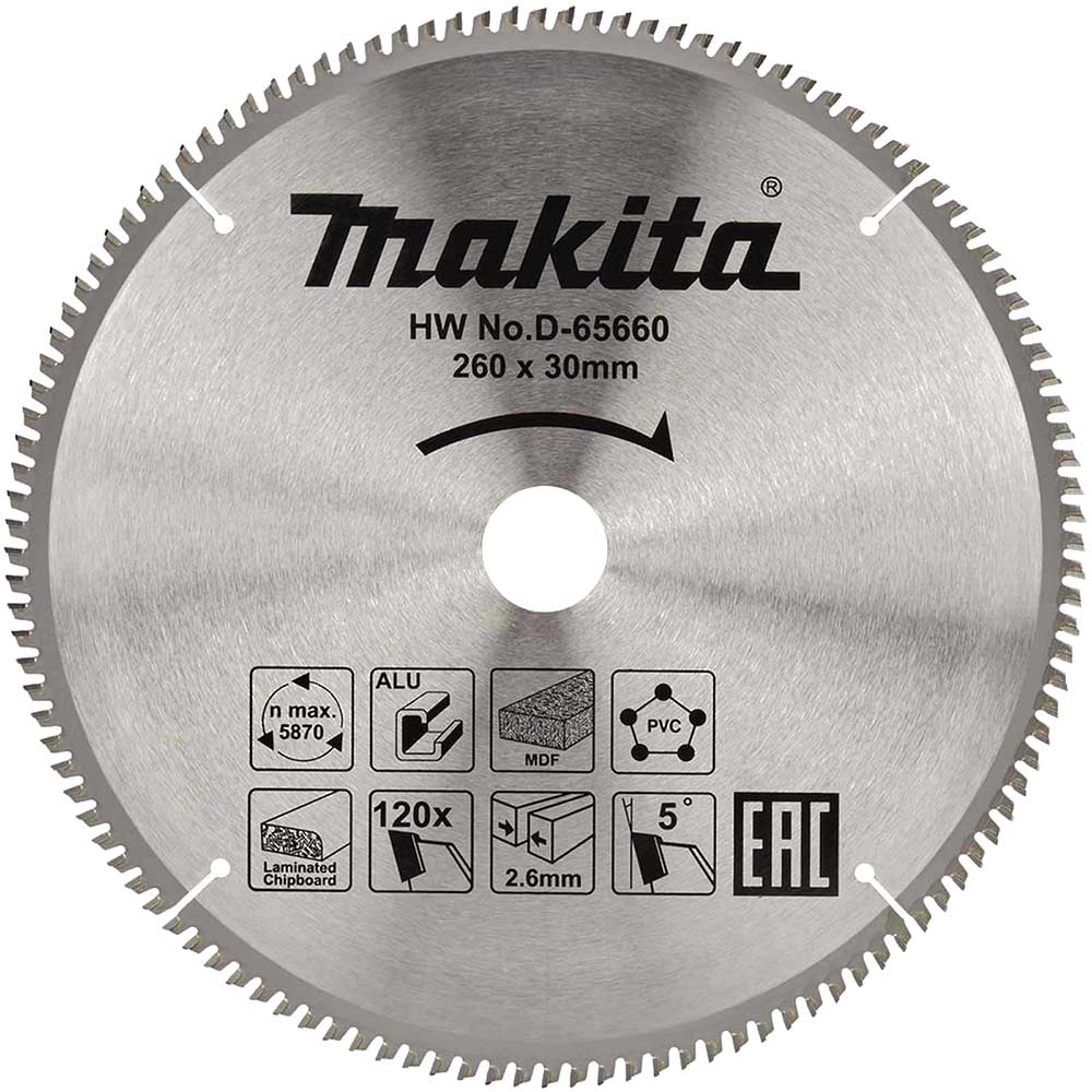 Image of Makita Multi Purpose Circular Saw Blade 260mm 120T 30mm