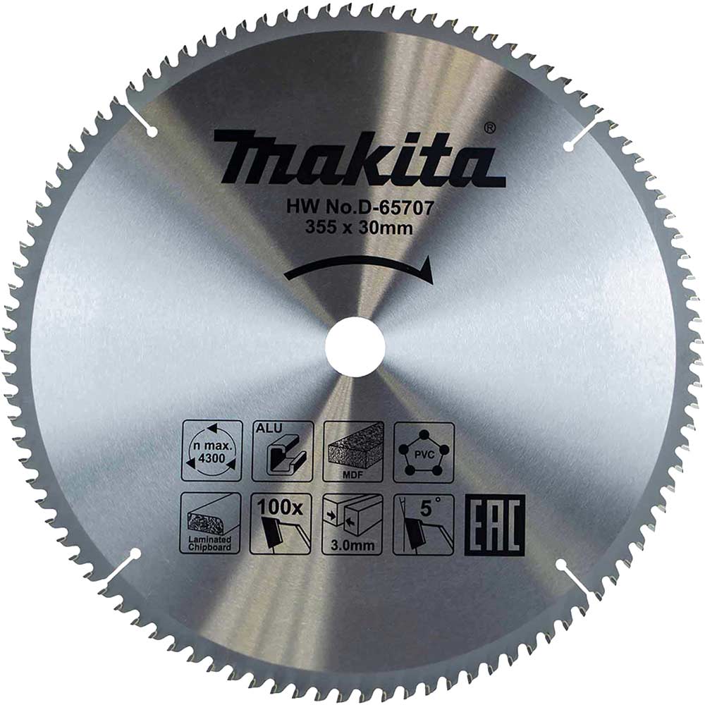 Image of Makita Multi Purpose Circular Saw Blade 355mm 100T 30mm