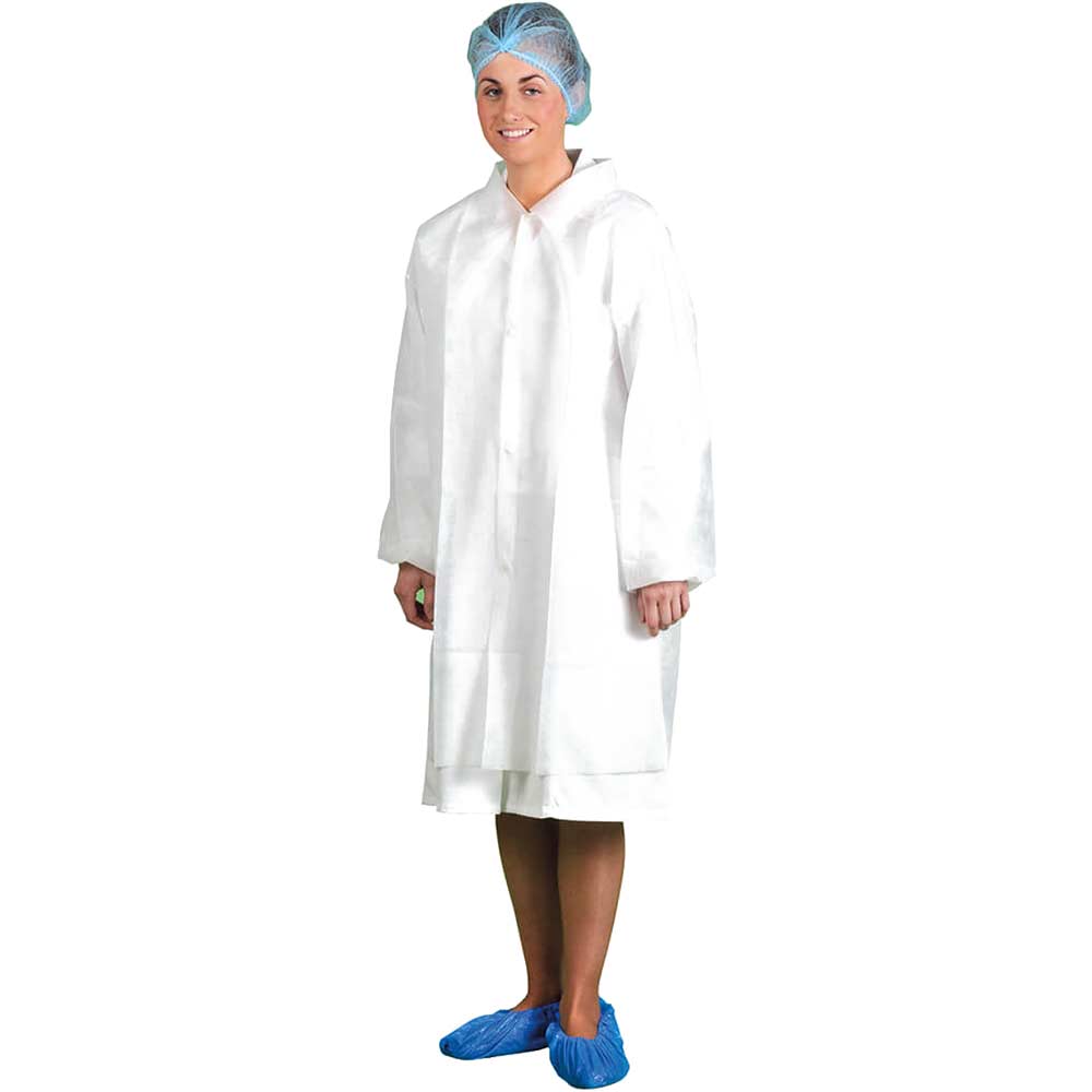 Portwest PP Disposable Food Industry Visitors Coat White M Pack of 200