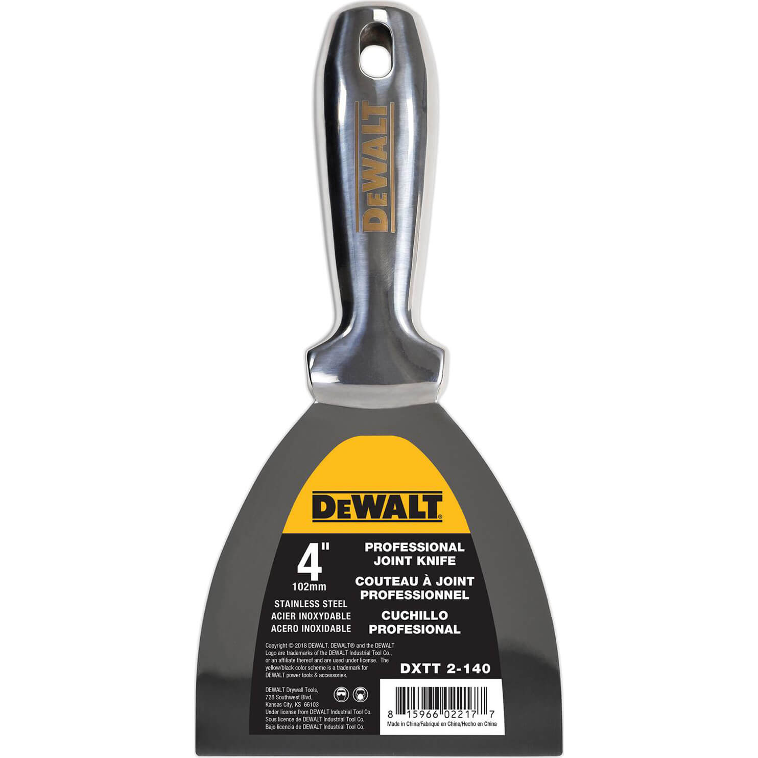 Image of DeWalt Stainless Steel Dry Wall Jointing and Filling Knife 100mm