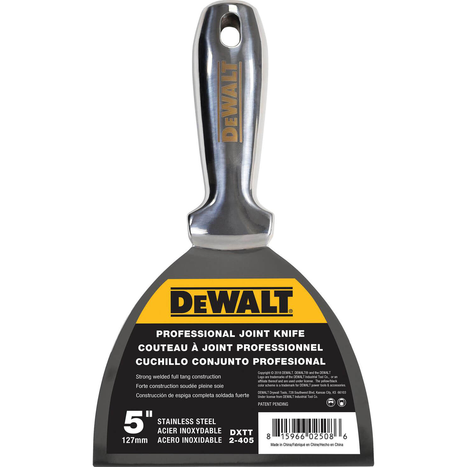 Image of DeWalt Stainless Steel Dry Wall Jointing and Filling Knife 125mm