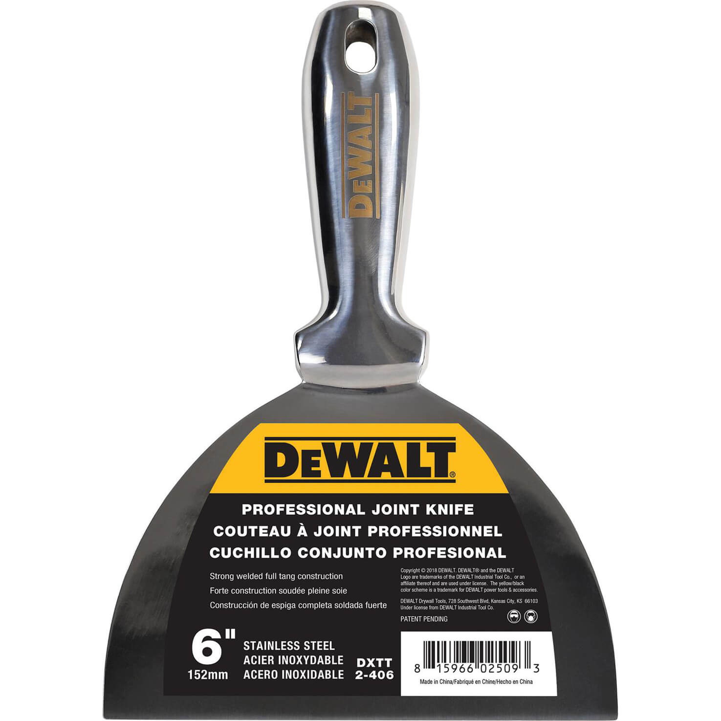 Image of DeWalt Stainless Steel Dry Wall Jointing and Filling Knife 150mm
