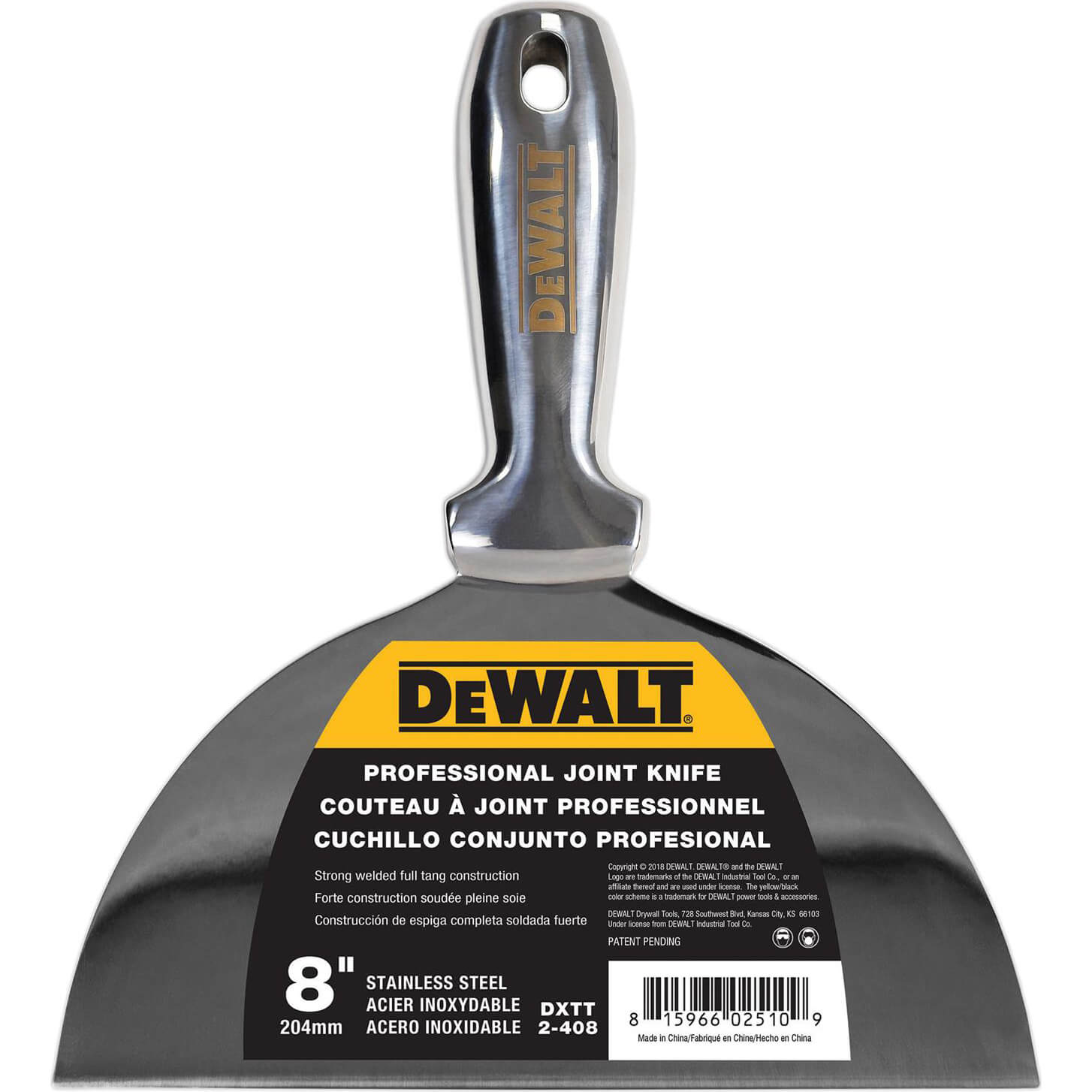 Image of DeWalt Stainless Steel Dry Wall Jointing and Filling Knife 200mm