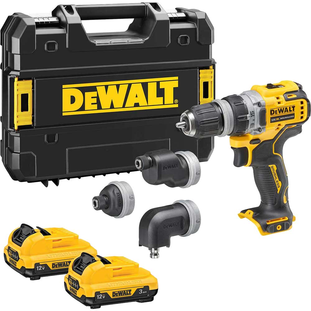 DeWalt DCD703 12v XR Cordless Brushless Multi Head Drill Driver 2 x 3ah Li-ion Charger Case