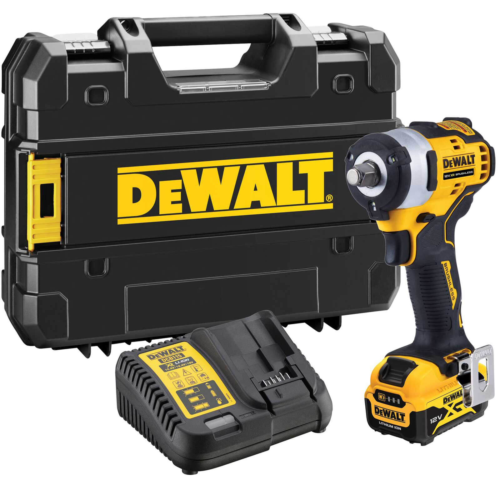 DeWalt DCF901 12v XR Cordless Brushless Compact 1/2" Drive Impact Wrench 1 x 5ah Li-ion Charger Case