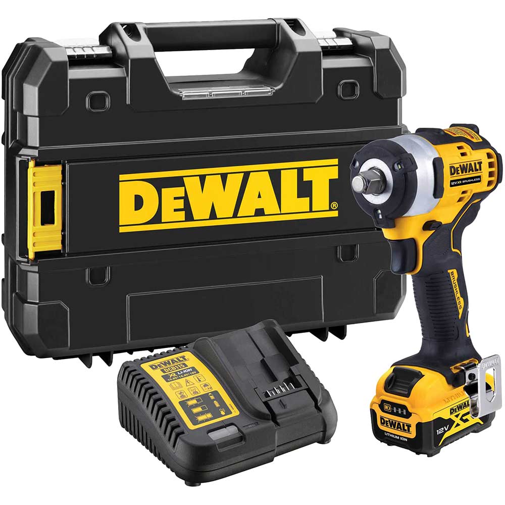 DeWalt DCF901 12v XR Cordless Brushless Compact 1/2" Drive Impact Wrench 1 x 5ah Li-ion Charger Case