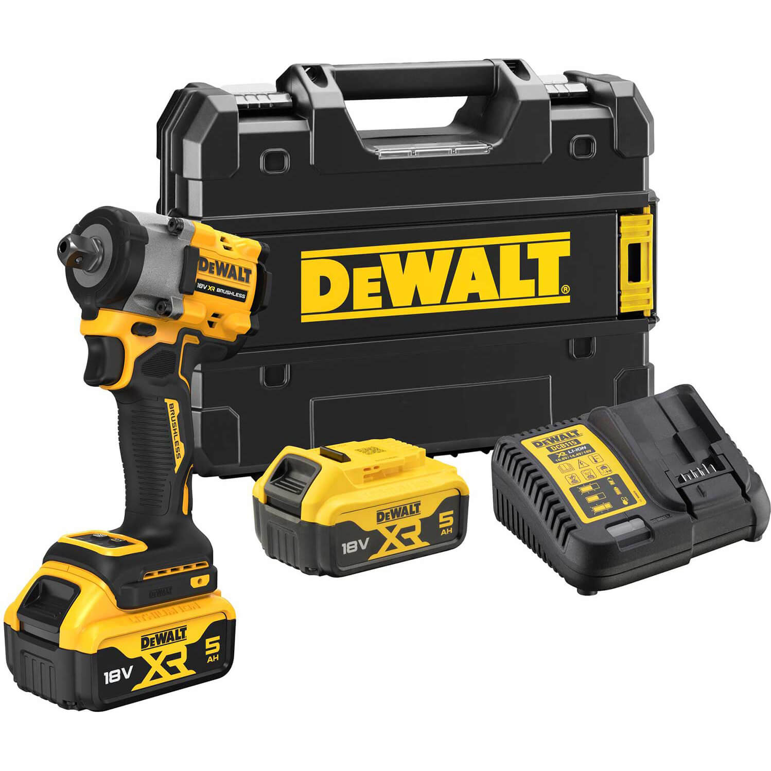 Image of DeWalt DCF922 18v XR Cordless Brushless 1/2" Compact Impact Wrench 2 x 5ah Li-ion Charger Case