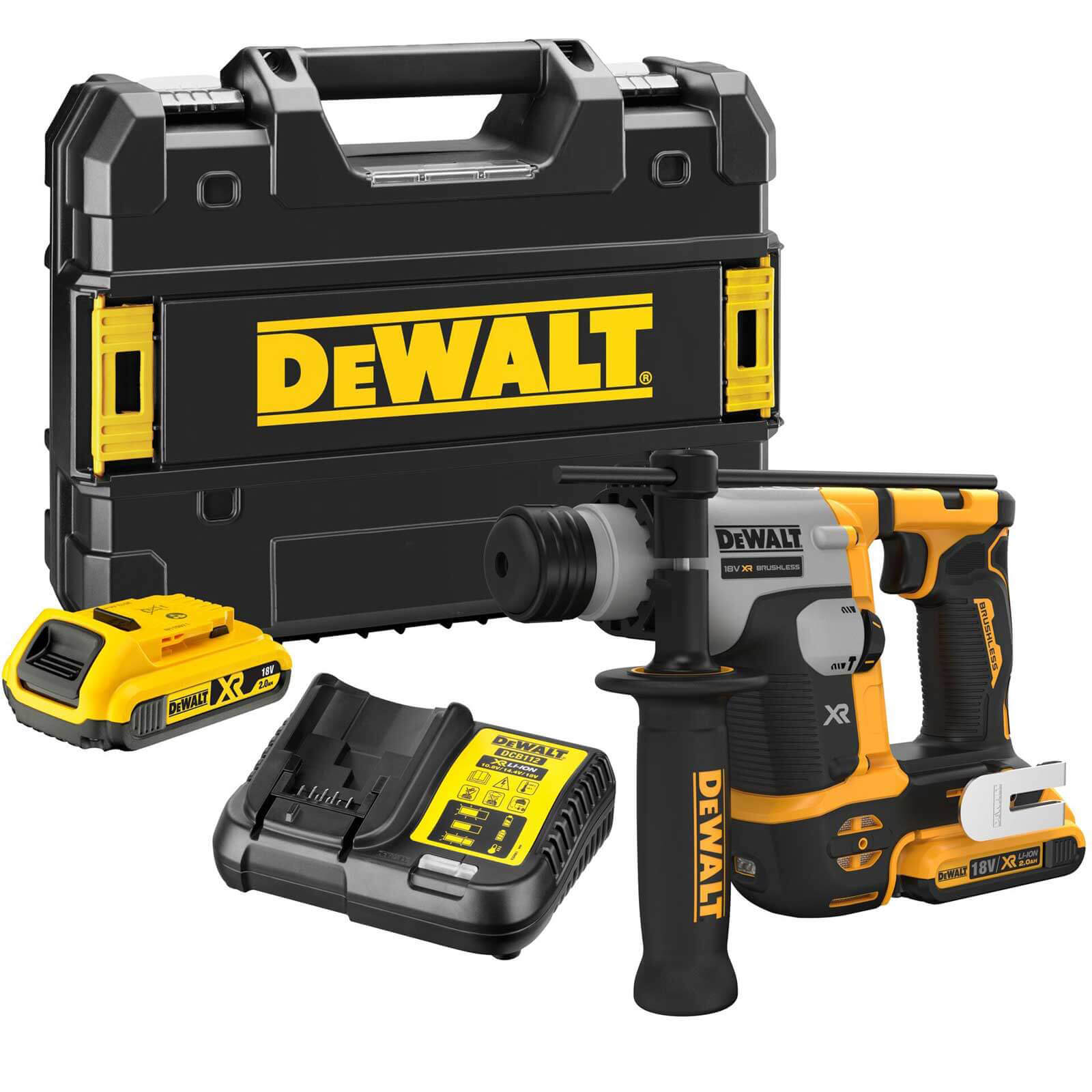 Image of DeWalt DCH172 18v XR Cordless Brushless Compact SDS Plus Hammer Drill 2 x 2ah Li-ion Charger Case