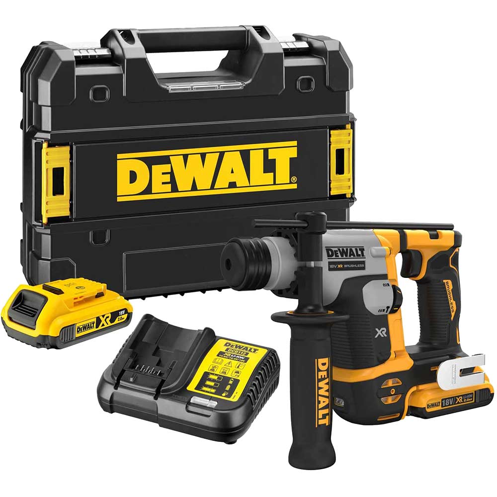 Image of DeWalt DCH172 18v XR Cordless Brushless Compact SDS Plus Hammer Drill 2 x 2ah Li-ion Charger Case