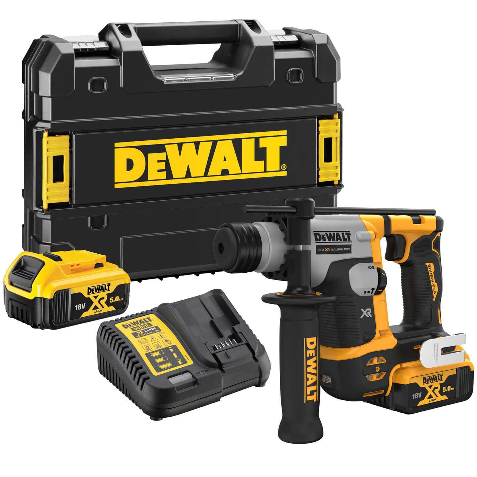Image of DeWalt DCH172 18v XR Cordless Brushless Compact SDS Plus Hammer Drill 2 x 5ah Li-ion Charger Case