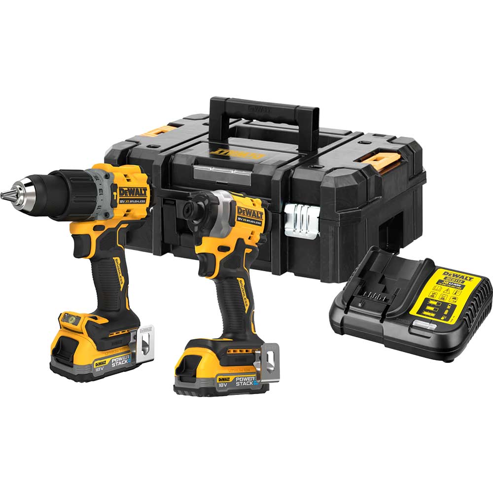 DeWalt DCK2050 18v XR Cordless Brushless Combi Drill and Impact Driver 2 x 1.7ah Li-ion Powerstack Charger Case