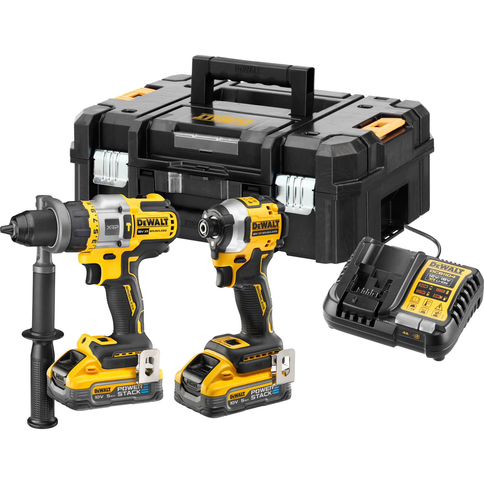 DeWalt DCK2052 18v XR Cordless Brushless Combi Drill and Impact Driver 2 x 5ah Li-ion Powerstack Charger Case