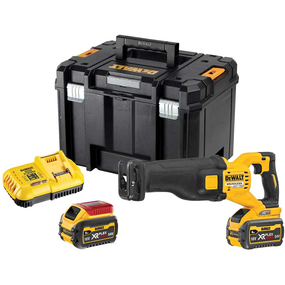 Image of DeWalt DCS389 54v XR Cordless Brushless FLEXVOLT High Power Reciprocating Saw 2 x 6ah Li-ion Charger Case