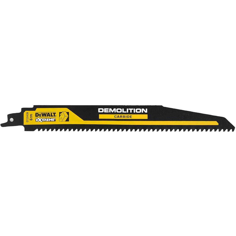 Image of DeWalt Demolition Carbide Reciprocating Sabre Saw Blades Wood Nails 230mm Pack of 1