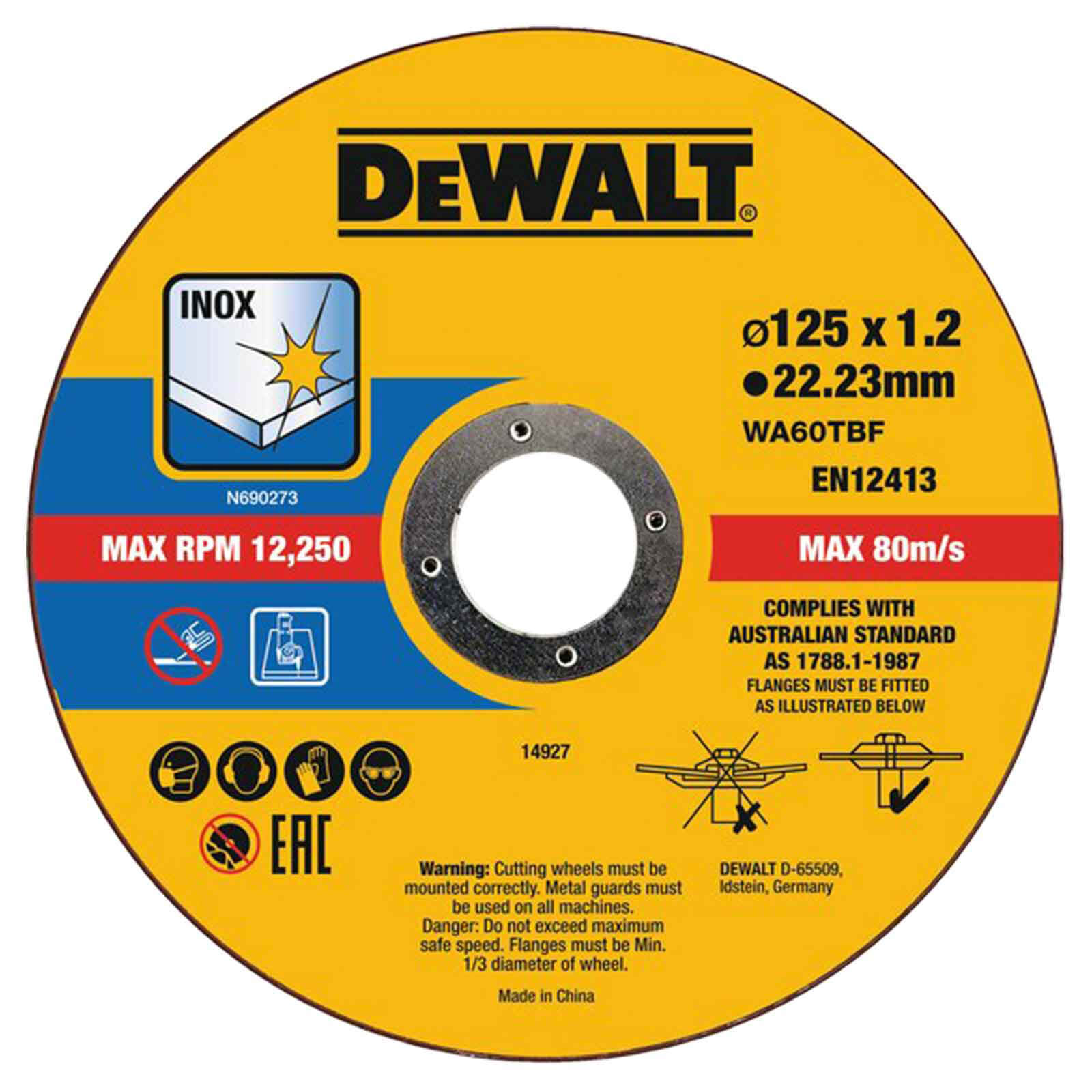 Image of DeWalt Thin Stainless Steel Cutting Disc 125mm Pack of 10