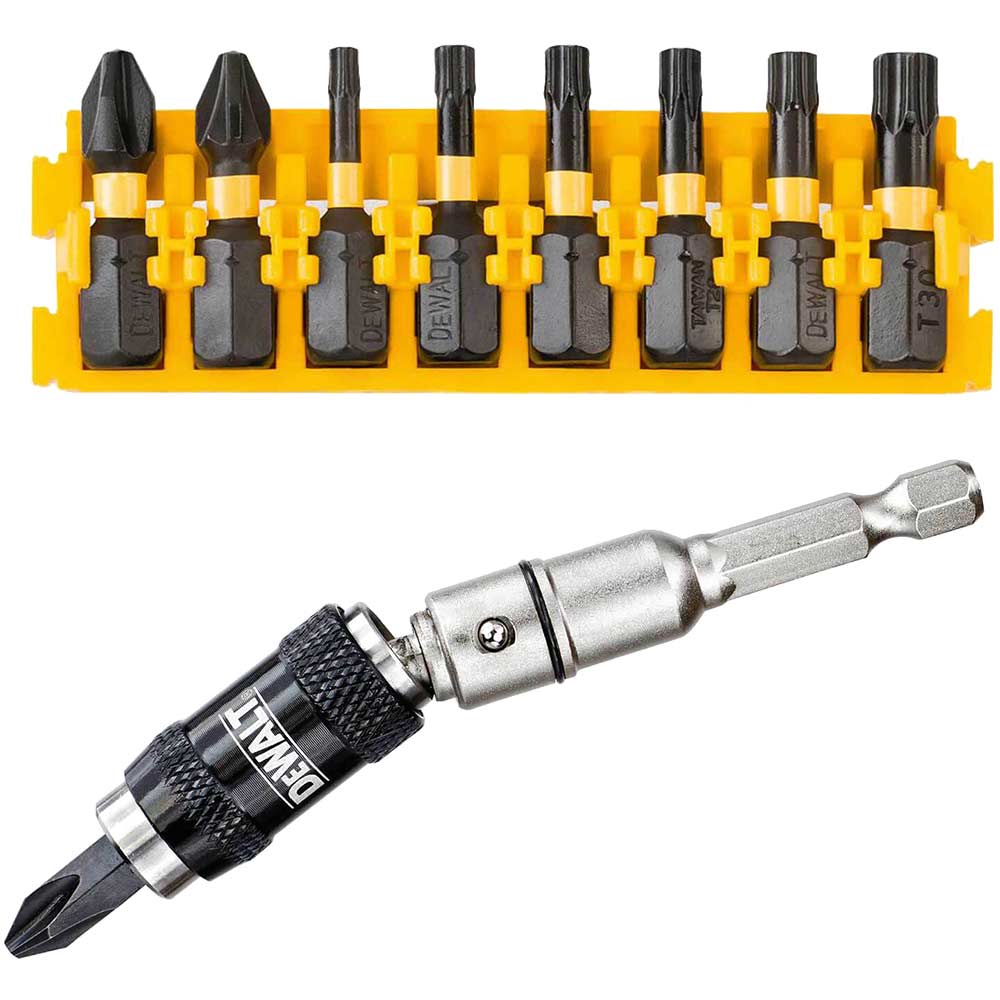 Image of DeWalt 10 Piece Impact Screwdriver Angled Bit Holder Set