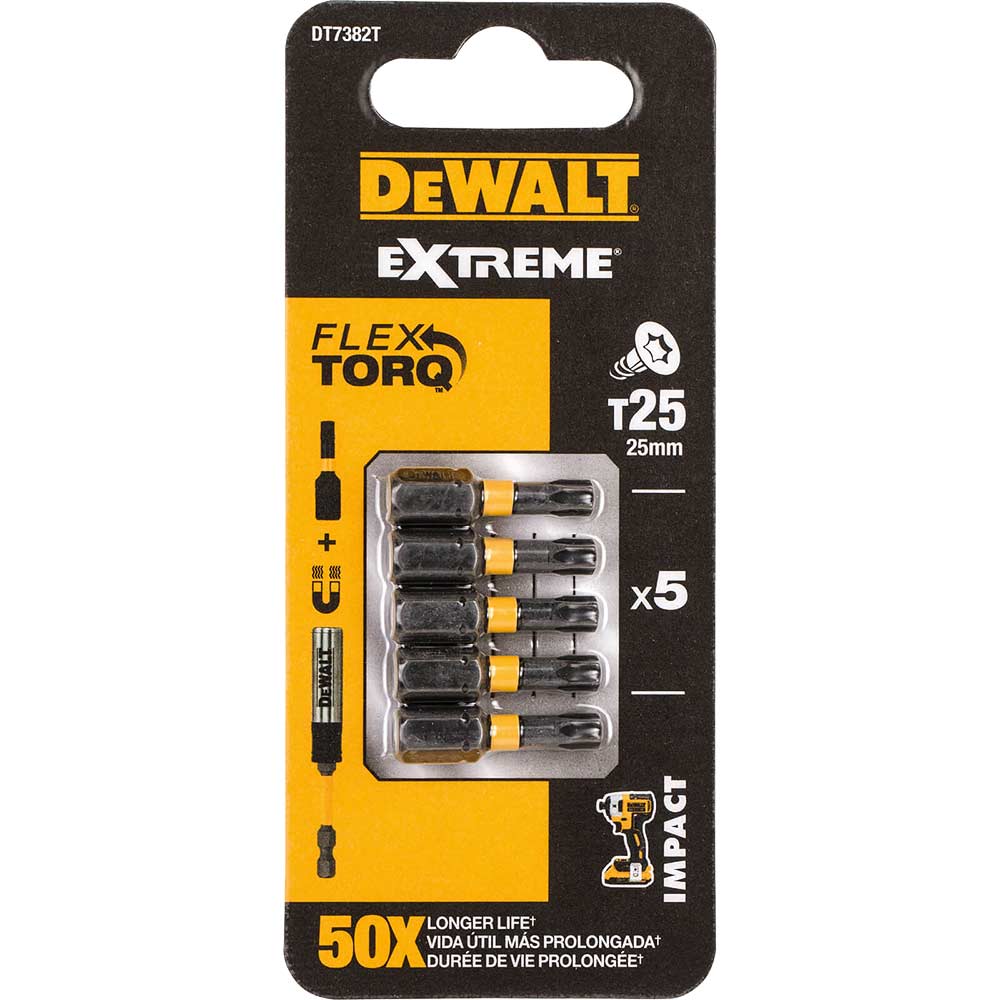 DeWalt Torx Extreme Impact Torsion Screwdriver Bit T25 25mm Pack of 5