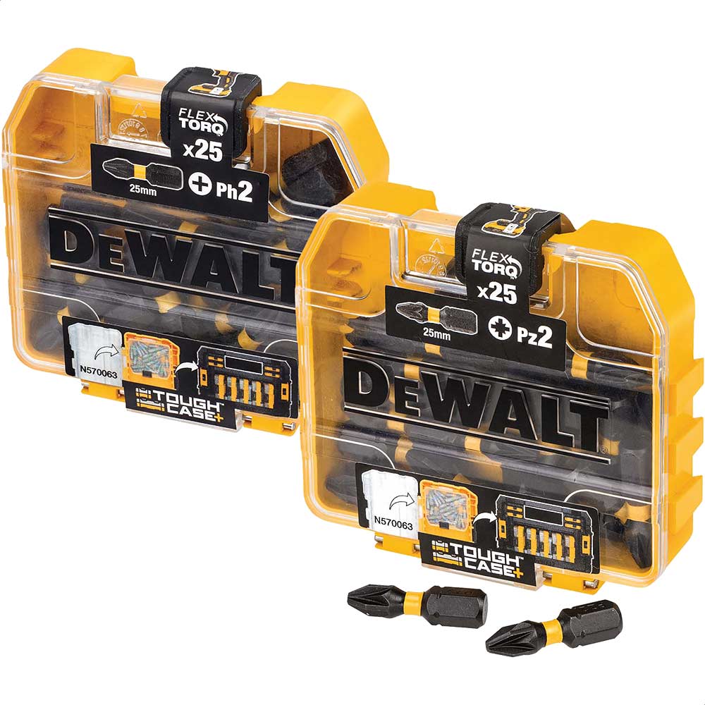 DeWalt 50 Piece Tough Case Torsion Flex Torq Phillips and Pozi Screwdriver Bit Set FREE Magnetic Bit Holder