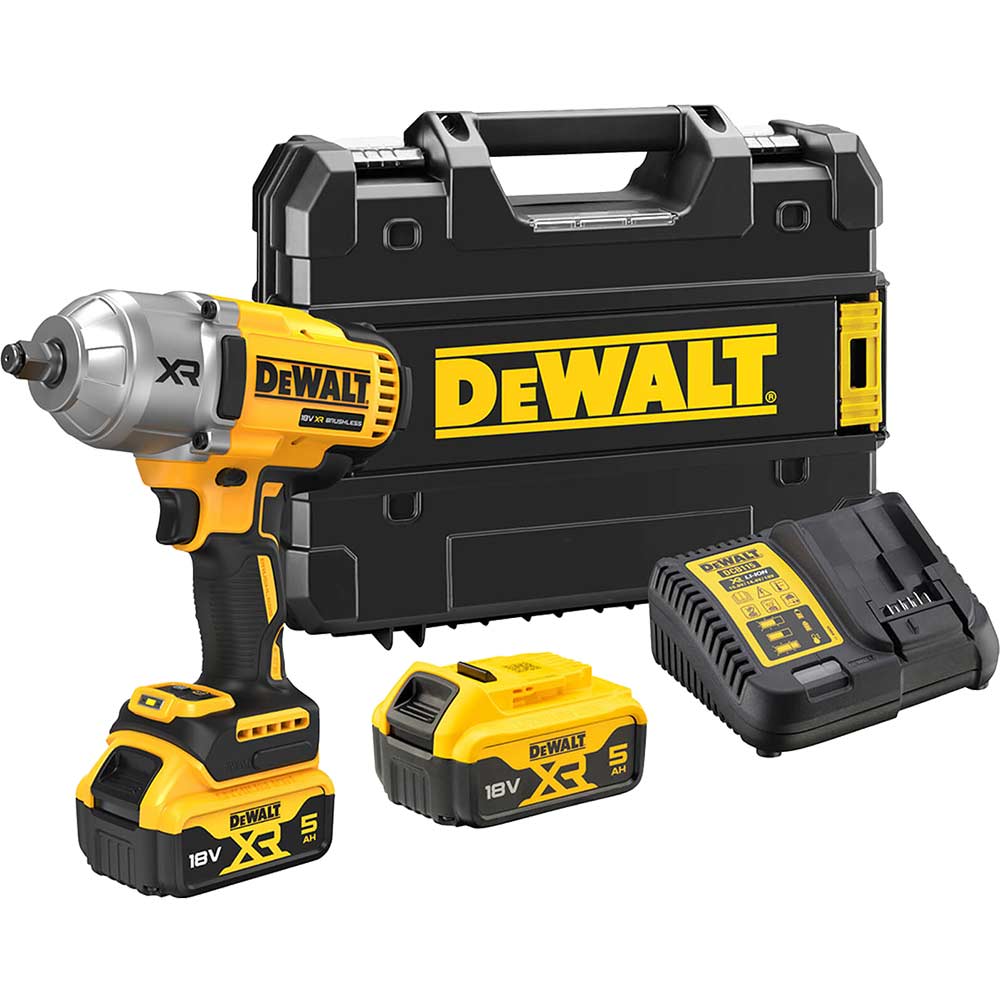 Image of DeWalt DCF900 18v XR Cordless 1/2" High Torque Impact Wrench 2 x 5ah Li-ion Charger Case