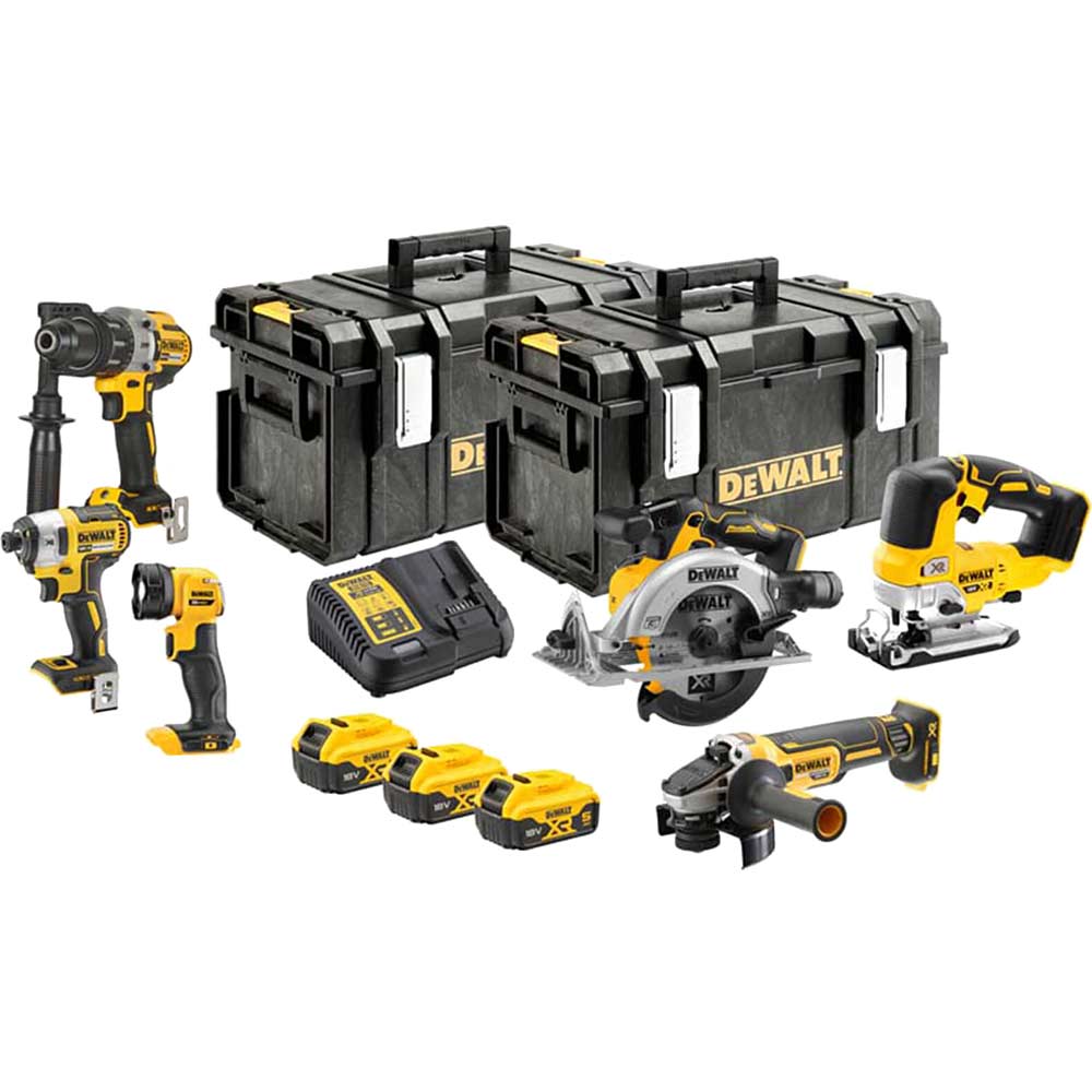 Image of DeWalt DCK664P3 18v XR Cordless Brushless 6 Piece Power Tool Kit 3 x 5ah Li-ion Charger Case