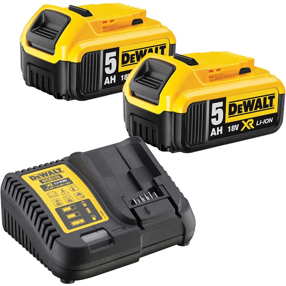 DeWalt 18v XR Cordless Twin Li-ion Battery and Charger Pack 5ah