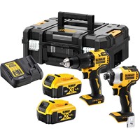 DeWalt DCK2062M2T 18V XR Cordless Brushless Compact Cordless Combi Drill and Impact Driver TSTAK Kit