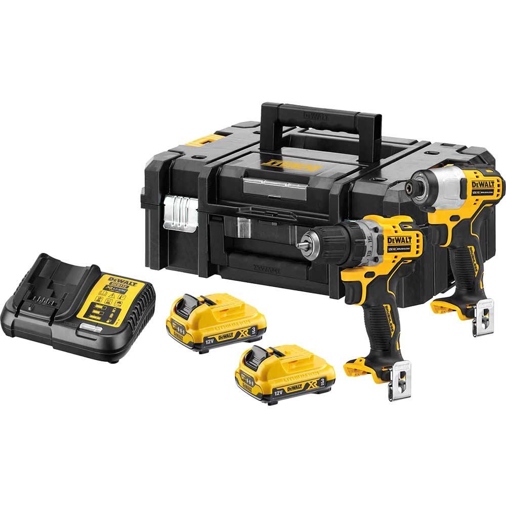 DeWalt DCK2110L2T 12v XR Cordless Brushless Drill Driver and Impact Driver 2 x 3ah Li-ion Charger Case