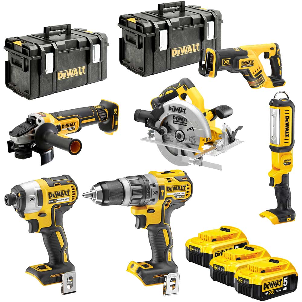 DeWalt DCK623P3 18v XR Cordless Brushless 6 Piece Power Tool Kit 3 x 5ah Li-ion Charger Case