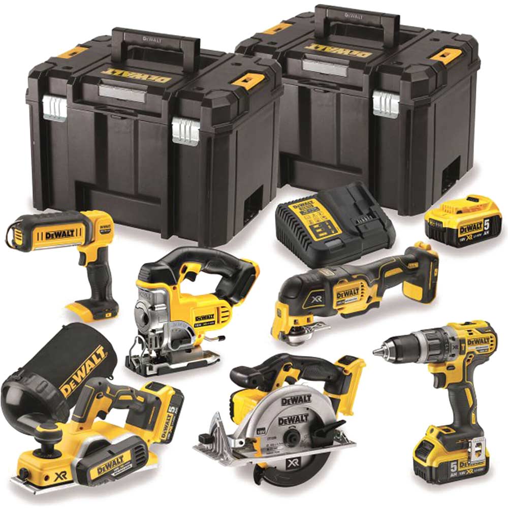 Image of DeWalt DCK665P3T 18v XR Cordless Brushless 6 Piece Power Tool Kit 3 x 5ah Li-ion Charger Case