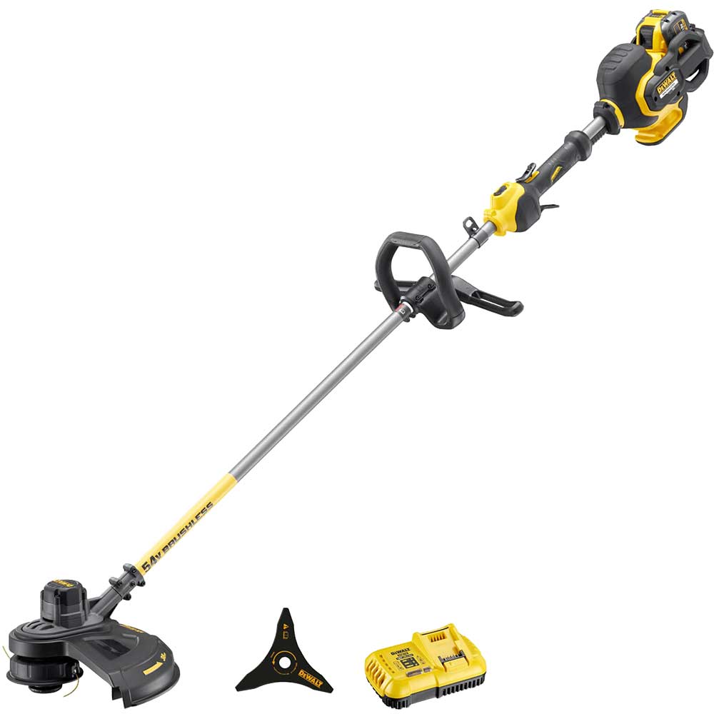 DeWalt DCM571 54v XR Cordless Brushless FLEXVOLT Brush Cutter and Grass Trimmer 1 x 9ah Li-ion Battery Charger No Case