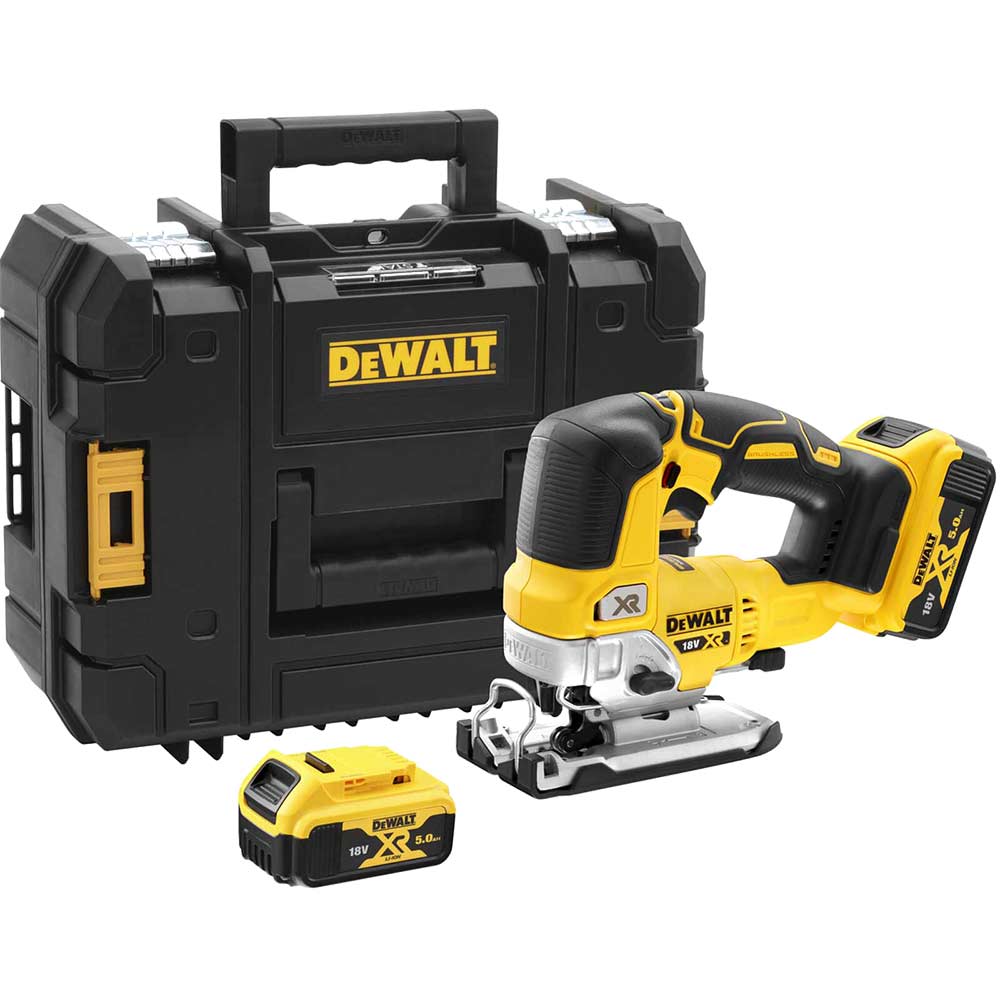 Image of DeWalt DCS334 18v XR Cordless Brushless Jigsaw 2 x 5ah Li-ion Charger Case