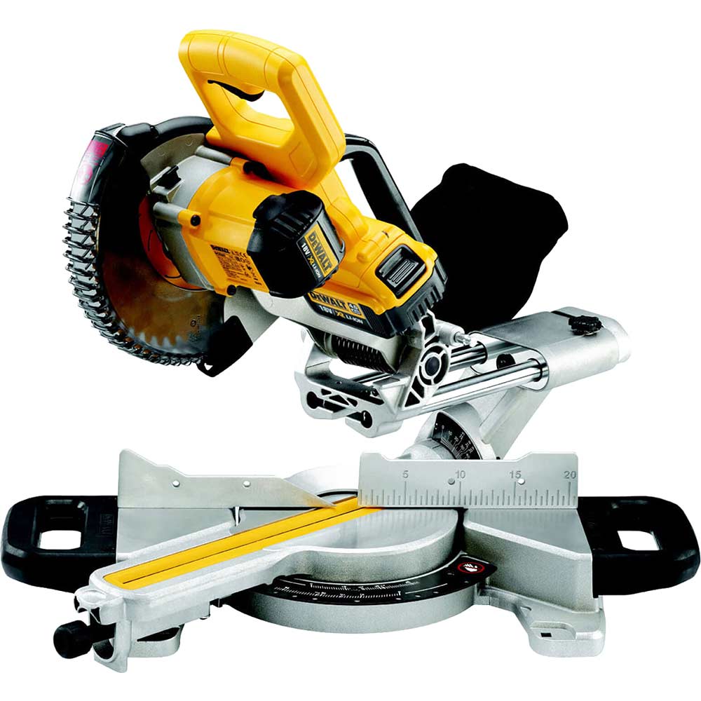 Image of DeWalt DCS365 18v XR Cordless Mitre Saw 184mm 2 x 4ah Li-ion Charger No Case