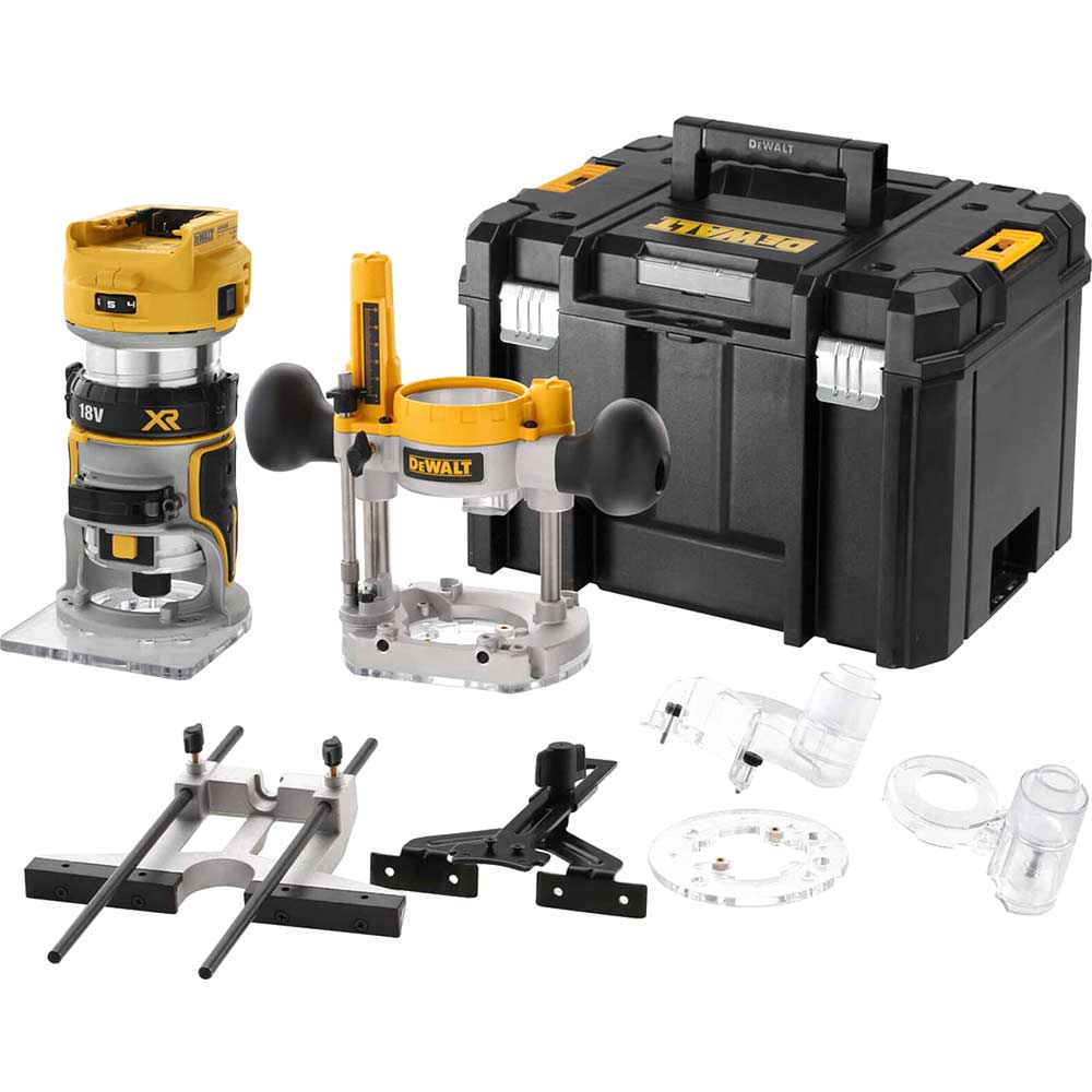 Image of DeWalt DCW604NT 18v XR Cordless Brushless 1/4" Router Kit No Batteries No Charger Case & Accessories