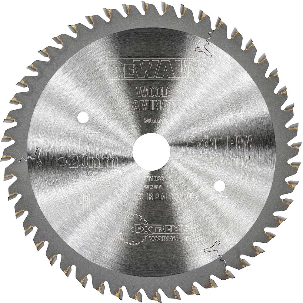 Photos - Power Tool Accessory DeWALT Extreme Laminate Saw Blades 165mm 48T 20mm DT1086 