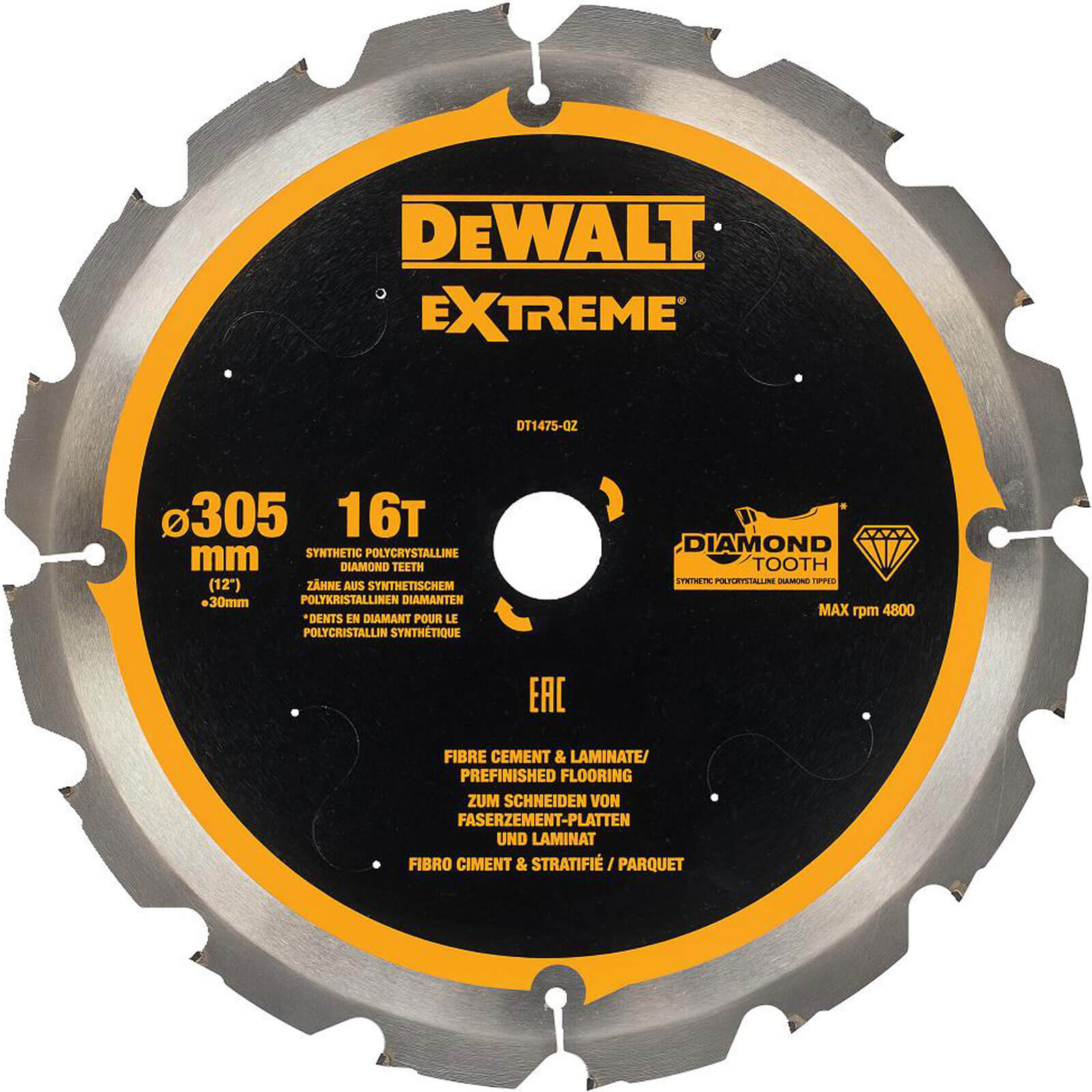 Image of DeWalt PCD Fibre Cement Saw Blade 305mm 16T 30mm
