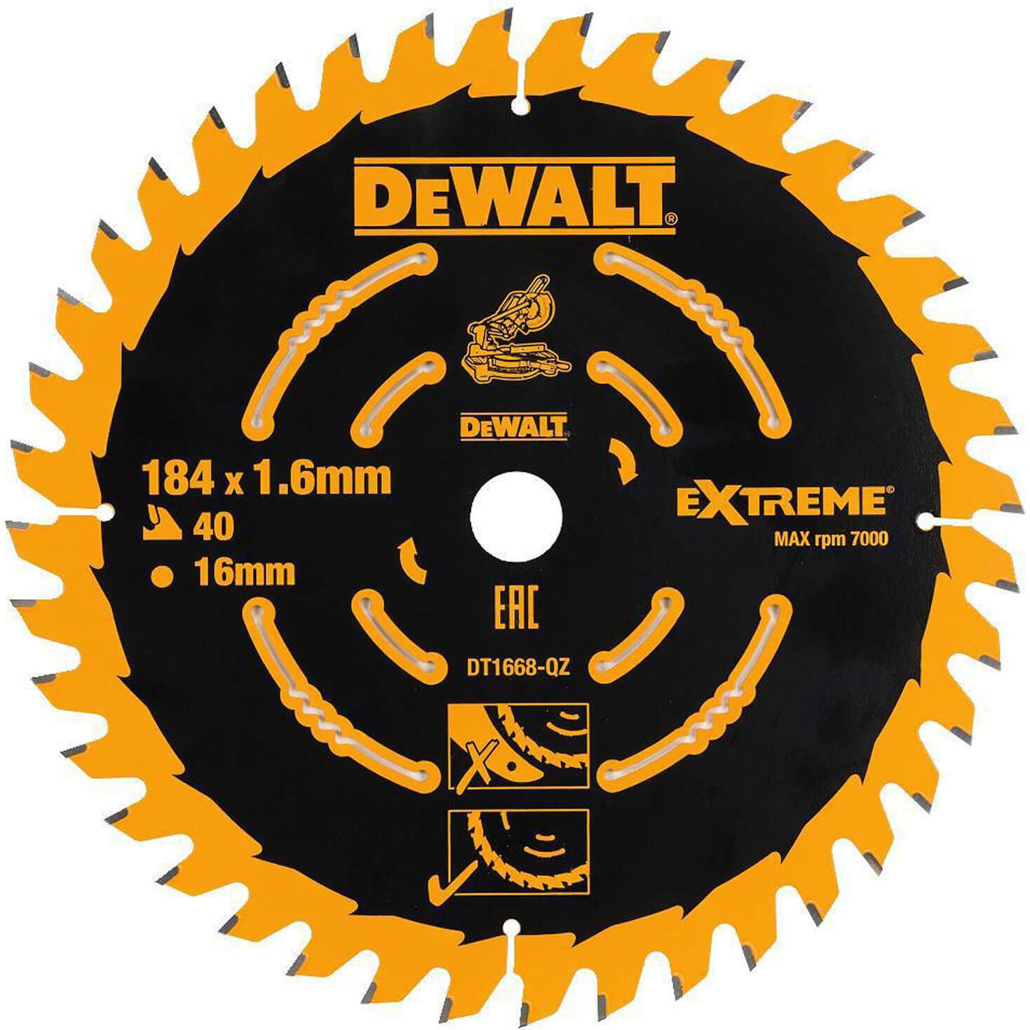 Image of DeWalt Extreme Cordless Circular Saw Blades 184mm 40T 16mm