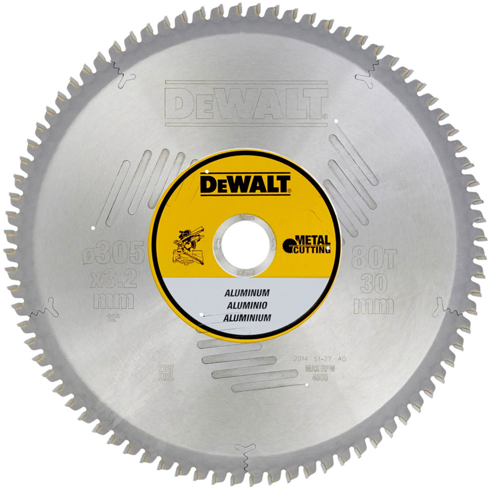 Photos - Power Tool Accessory DeWALT Aluminium Cutting Saw Blade 305mm 80T 30mm DT1916 