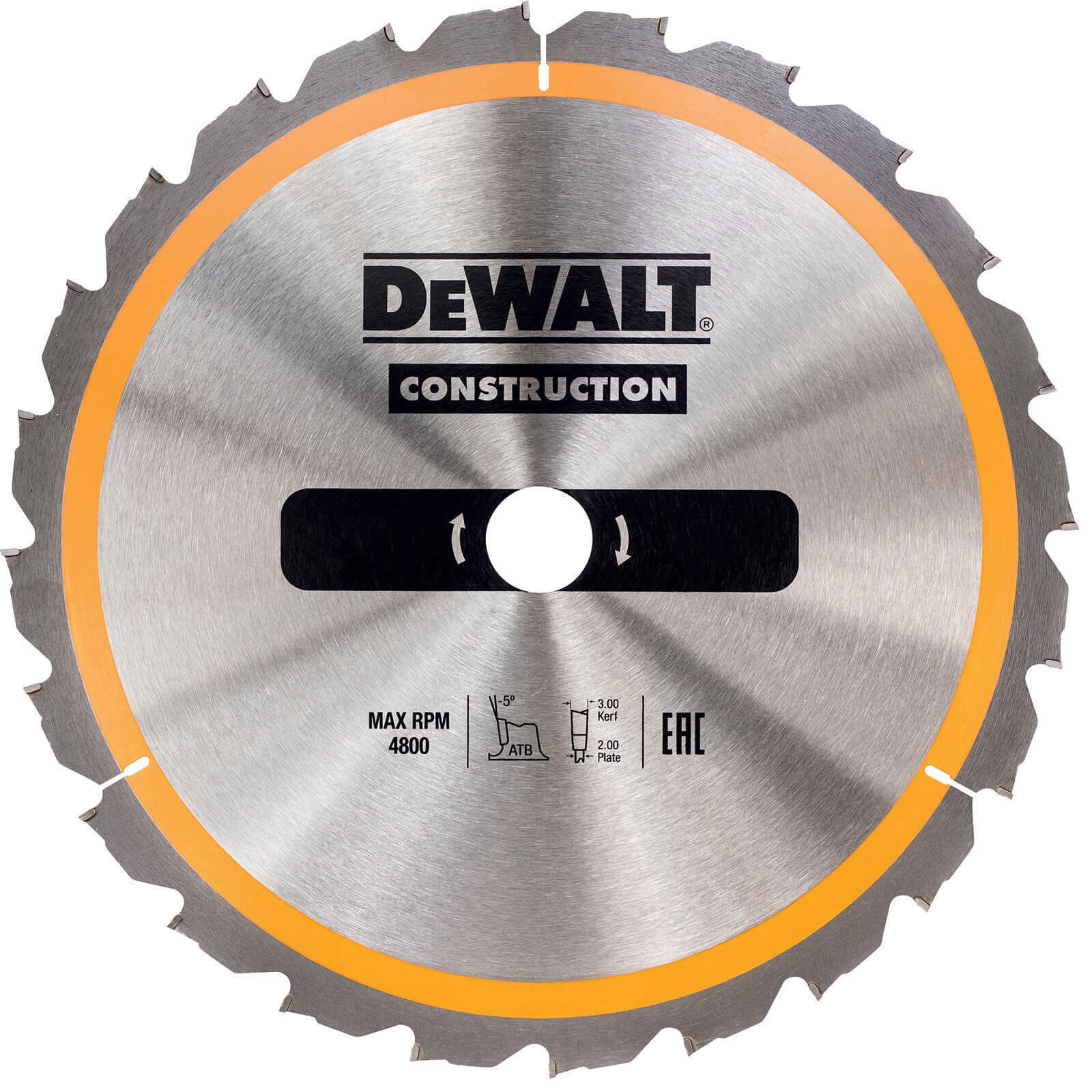 Image of DeWalt Construction Circular Saw Blade 165mm 18T 20mm
