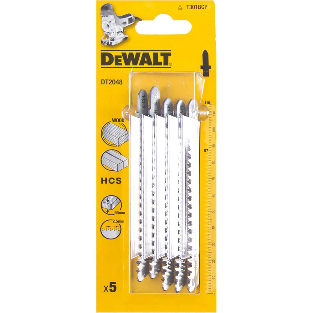 Photos - Power Tool Accessory DeWALT T301BCP HCS Wood Cutting Jigsaw Blades Pack of 5 DT2048 