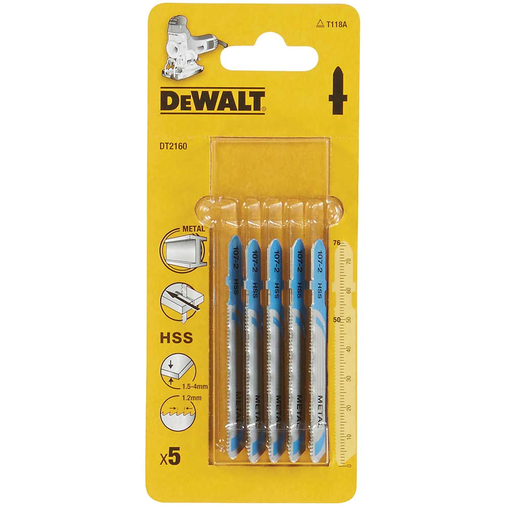 Image of DeWalt T118A HSS Metal Cutting Jigsaw Blades Pack of 5