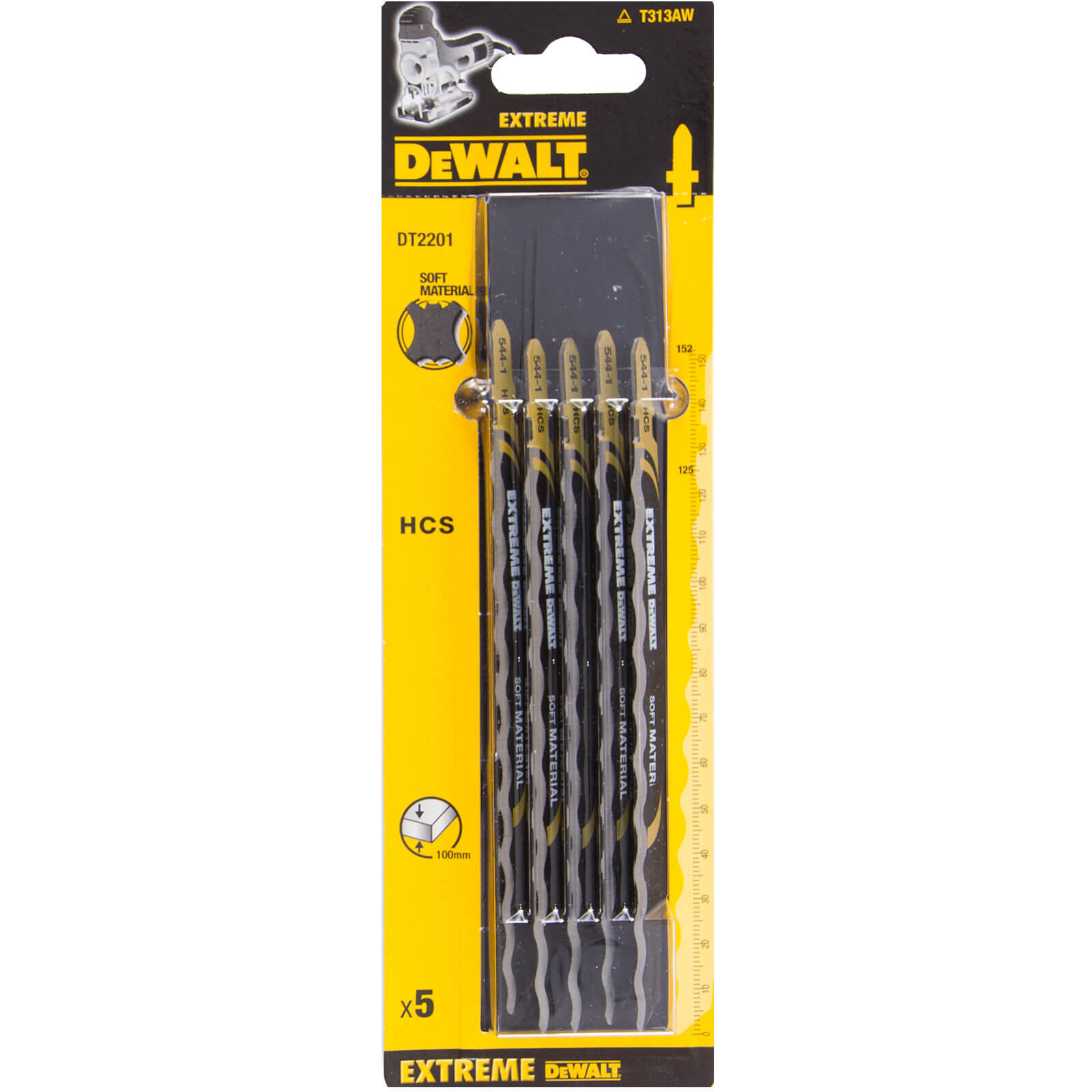 Photos - Power Tool Accessory DeWALT T313AW Soft Material Cutting Jigsaw Blades Pack of 5 DT2201 
