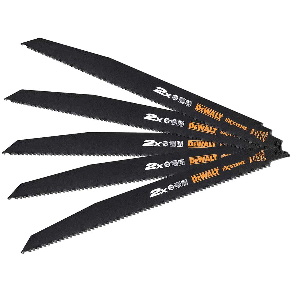 Photos - Power Tool Accessory DeWALT Extreme 2X Life Wood and Nails Reciprocating Sabre Saw Blades 152mm 