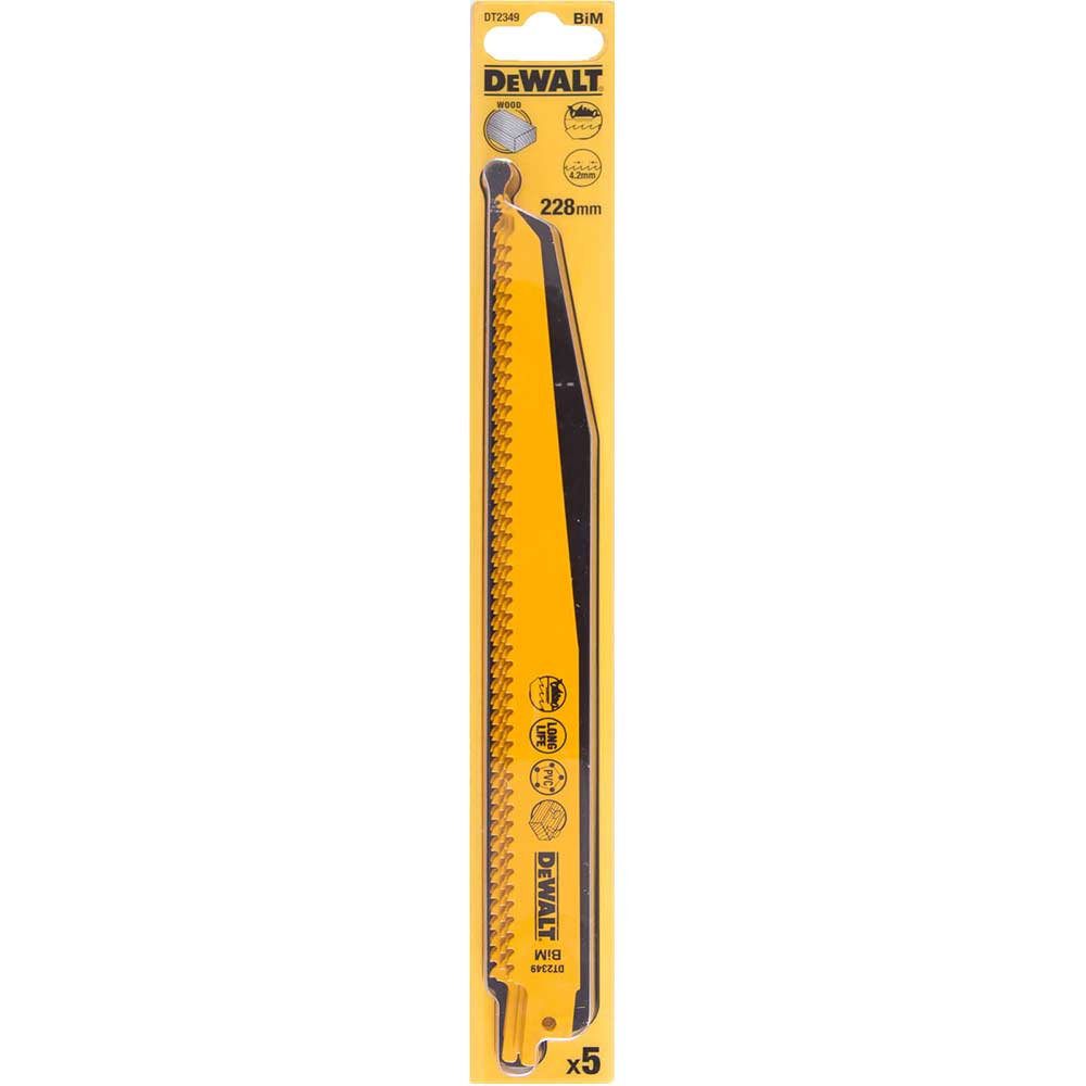 DeWalt Bi Metal Reciprocating Sabre Saw Blades for Wood 228mm Pack of 5