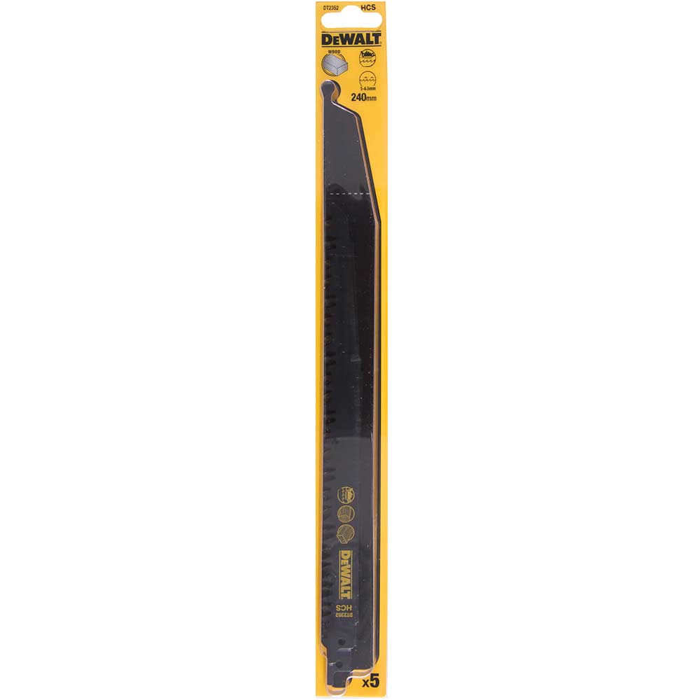 Image of DeWalt S1531L Fast Cuts Wood Reciprocating Sabre Saw Blades 240mm Pack of 5