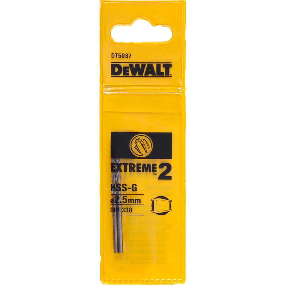 Image of DeWalt Extreme 2 Metal Drill Bit 2.5mm Pack of 2