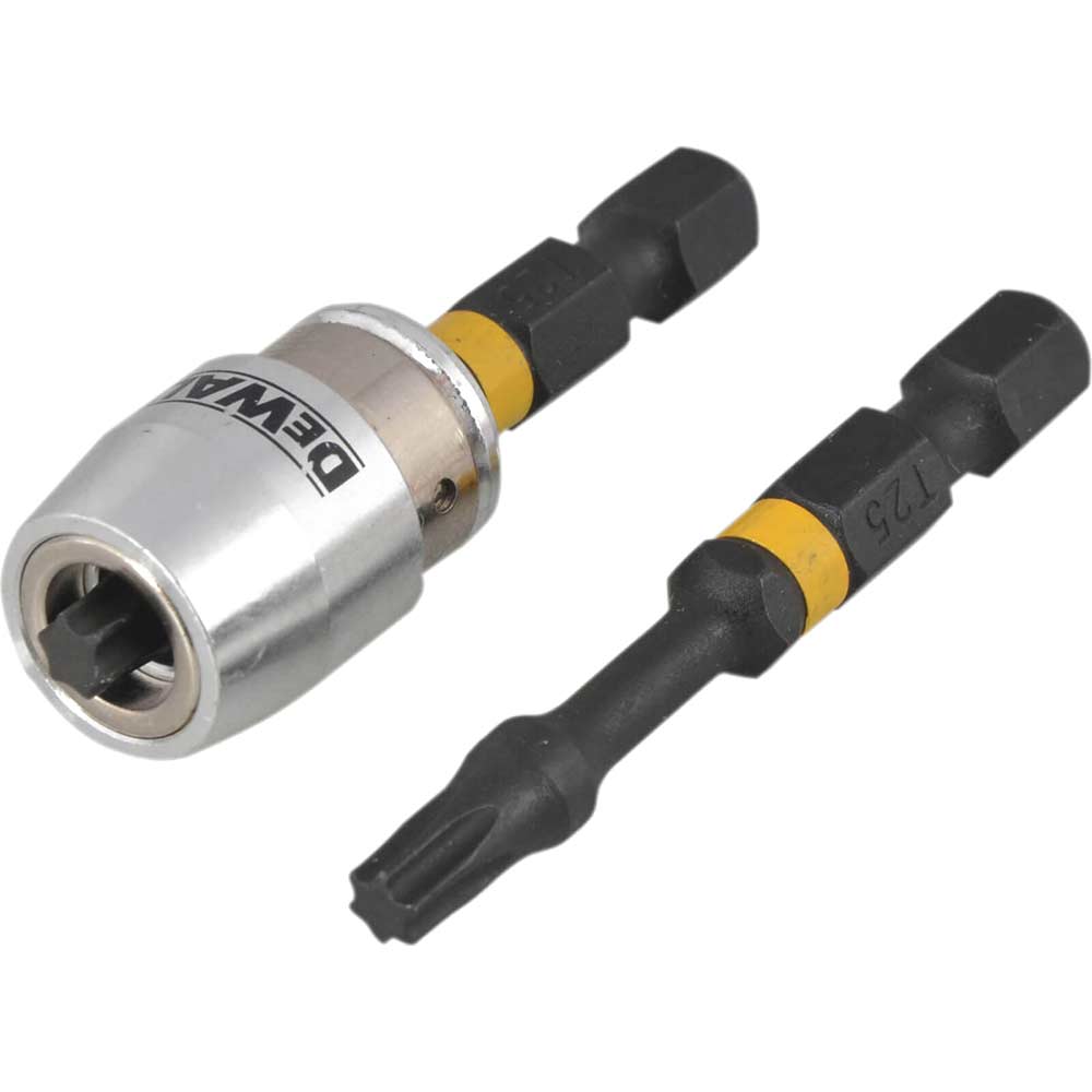 DeWalt Impact Torsion Bit and Magnetic Screwlock Sleeve T25 50mm Pack of 2